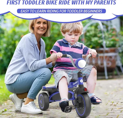 Miniatura 8 de Glaf Bicicleta para niños de 2 a 5 años, triciclo para niños de 1 a 3 años, bicicleta para bebé con asiento ajustable y canastilla