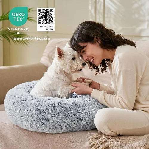 Miniatura 5 de JOLLYVOGUE - Cama para perros y gatos, cama relajante y antiestrés para mascotas y perros pequeños, cojín esponjoso en forma de dona para mascotas