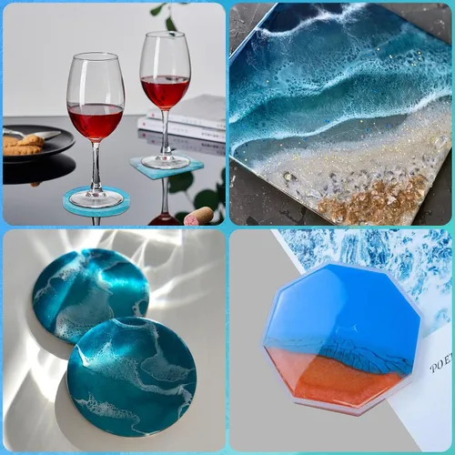 Miniatura 7 de KISREL 18 moldes de resina gruesa, moldes de posavasos mejorados para resina epoxi, molde de resina de posavasos con caja de almacenamiento, molde