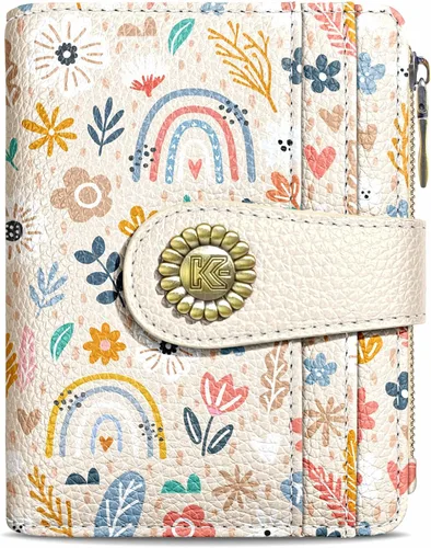 Miniatura 32 de Kelvoris Cartera pequeña Rfid para mujer, plegable, con cremallera, bolsillo para monedas, piel sintética, compacto, para tarjetas de crédito