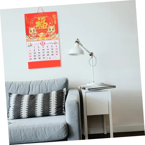 Miniatura 9 de STOBOK Calendario de pared chino 2024 Calendario de Año Nuevo Año Lunar del Dragón Calendario colgante Calendario mensual Lágrima Calendario diario