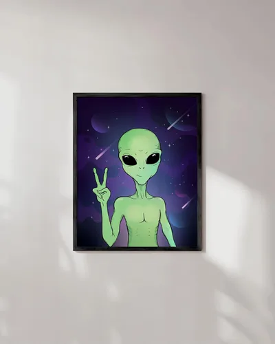 Miniatura 4 de HAUS AND HUES Trippy - Póster de alienígena - Decoración de pared extraterrestre de los años 90, póster estético Trippy para fumetas, retrato