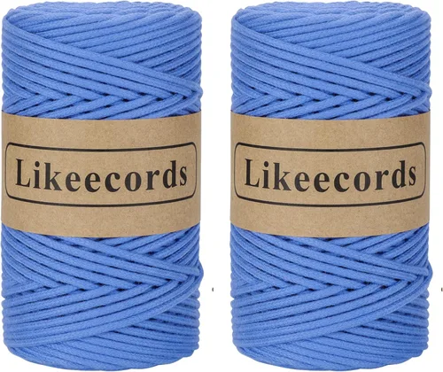 Miniatura 21 de Cordón de Algodón Trenzado 3mm x 109 yardas - Cuerda de Macramé Colorida para Manualidades, Ganchos, Colgantes de Pared - 100% Algodón Natural