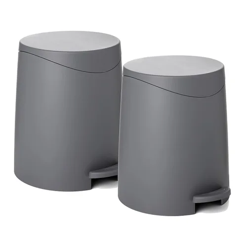 Miniatura 12 de Superio MIni - Cubo de basura con tapa de 3 litros, color gris, mini cubo de basura de plástico de 0.75 galones, moderno bote de basura con pedal