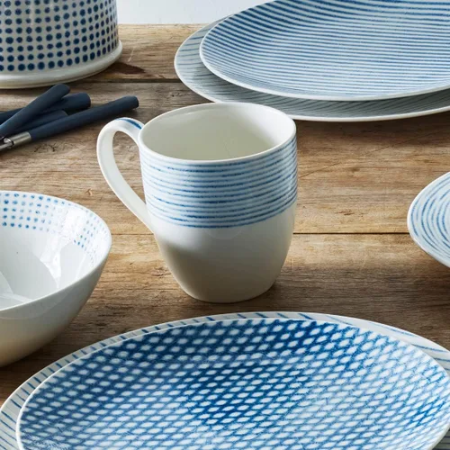 Miniatura 3 de Noritake Juego de 4 tazas de hamaca azul, 15 onzas.