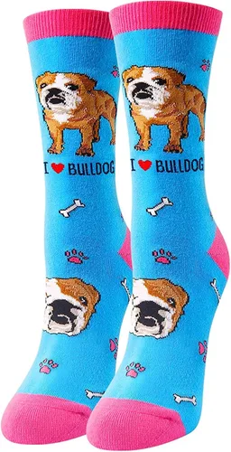 HAPPYPOP Calcetines novedosos Bulldog Corgi de pollo, divertidos regalos de dinosaurio de perro salchicha de abeja para amantes de los animales