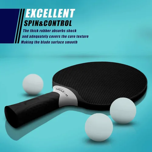 Miniatura 2 de Set de raquetas de tenis de mesa Senston, raqueta de tenis de mesa profesional con 3 bolas, juego de paletas de ping pong de goma compuesta Negro