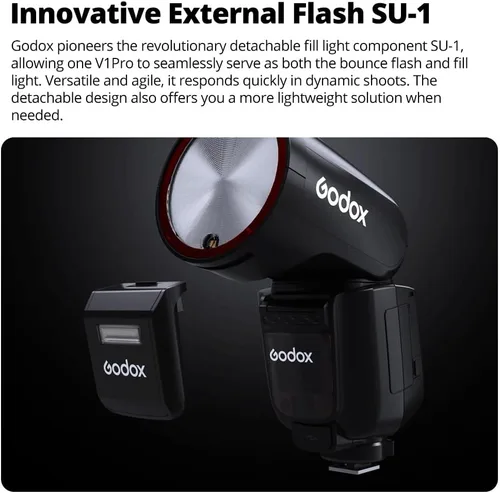 Miniatura 3 de Godox V1 Pro S V1Pro S TTL - Flash de cámara de cabeza redonda de iones de litio para Sony, reciclaje rápido de 1.5s, 480 estallidos de potencia