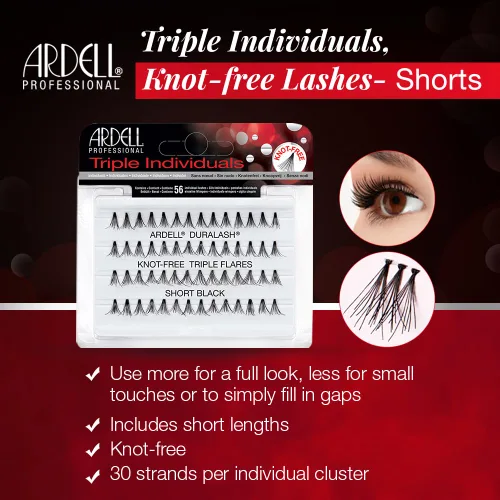 Miniatura 3 de ARDELL Triple Individuals - Pestañas cortas sin nudos, color negro