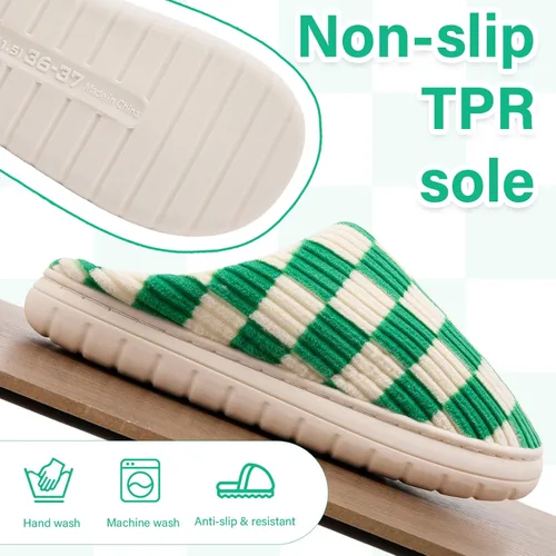 Miniatura 22 de Jaeynow Pantuflas mullidas para mujer en interiores, zapatos de casa unisex de espuma viscoelástica para hombre, zapatos de invierno cálidos