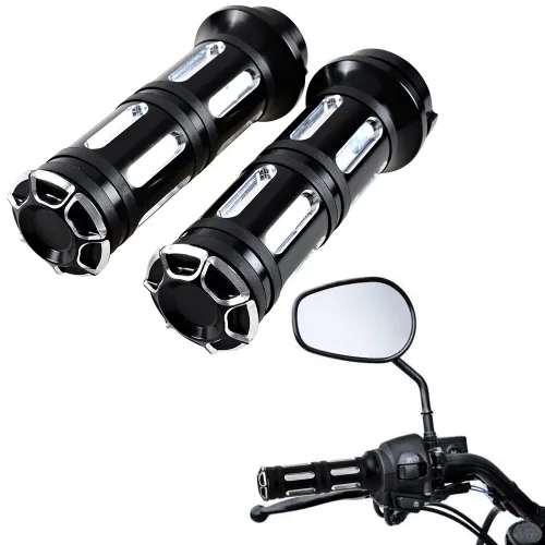 Miniatura 2 de Juego compatible para 1 pulgada de manillar de Harley 96-12, interruptor de bocina, luces delanteras y señales de giro, empuñaduras y tapa de Negro