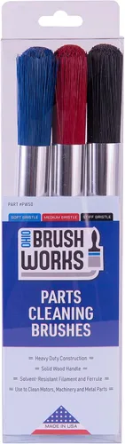 Ohio Brush Works, Cepillo de limpieza de piezas, hecho a mano en los Estados Unidos, uso doméstico y automático, mango de madera ergonómica sólida