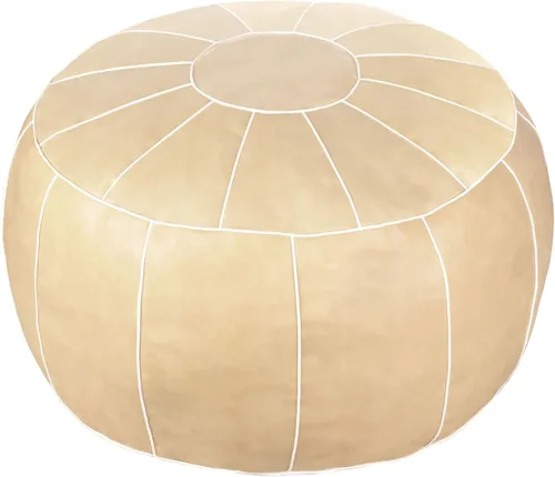 Miniatura 11 de Puf decorativo para pies, taburete redondo de cuero sin relleno, cojín otomano de almacenamiento o para descansar tus pies, silla de suelo, pie