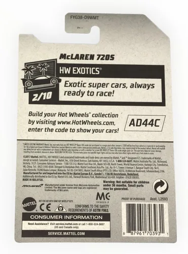 Miniatura 2 de Hot Wheels Exotics 2/10, Zamac McLaren 720S 221/250 [Tarjeta de mes 2019]