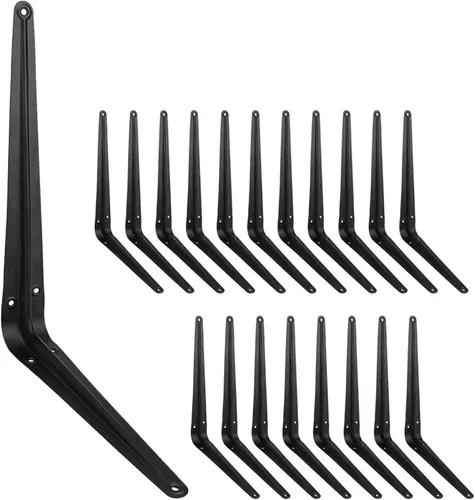 Miniatura 8 de Paquete de 20 soportes flotantes de metal negro resistente de 4 x 3 pulgadas, soporte en L, soporte de esquina para montaje en pared, capacidad