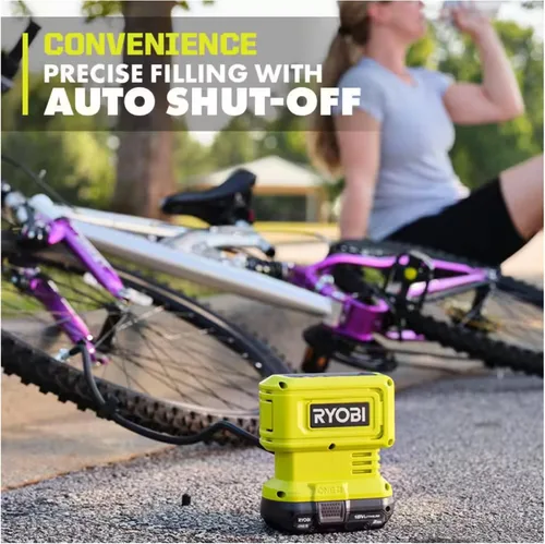 Miniatura 4 de Paquete de accesorios para inflador inalámbrico Buho - Inflador de alta presión Ryobi de 18 voltios, batería de 2.0 Ah, cargador de 18V, bolsa