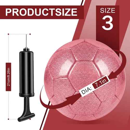 Miniatura 2 de 2 pelotas de fútbol con purpurina plateada con bomba y aguja, kit de pelota de fútbol para regreso a la escuela, regalos de cumpleaños, pelota