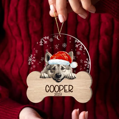 Miniatura 44 de Nazenti American Pit Bull Terrier Adorno de Navidad, adorno de perro fotográfico, adorno de perro personalizado, adornos de fotos de madera