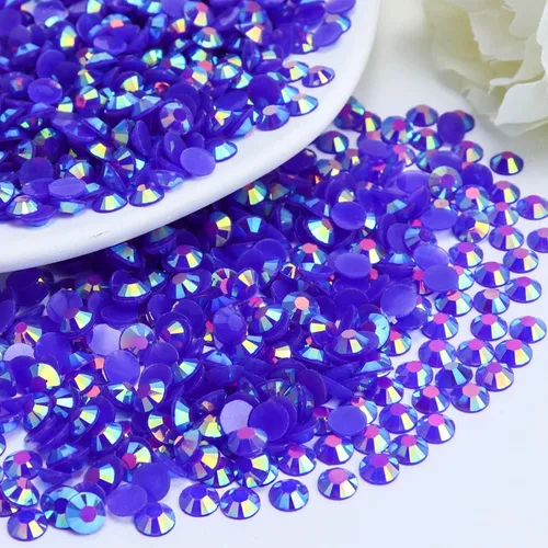 Miniatura 8 de 2000 piezas de brillantes de resina con parte trasera plana de 4 mm, brillantes de resina de gel AB azul claro/azul cielo para tazas, botellas, Azul