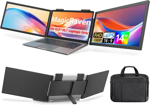 Miniatura 9 de MAGICRAVEN Extensor de pantalla para laptop, monitor portátil IPS de 14 pulgadas, 1080P, monitor de viaje para portátiles de 14 a 16.5 pulgadas