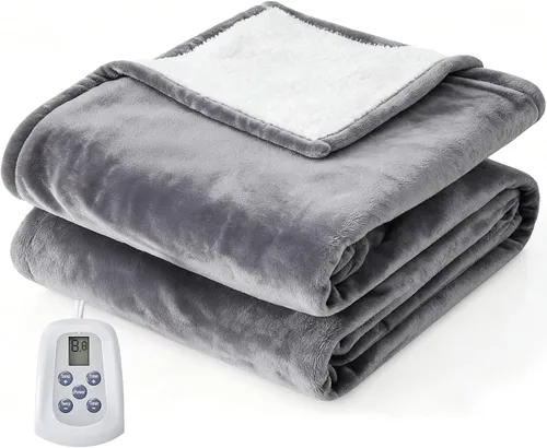 Miniatura 9 de Sweetcrispy Manta Térmica Tamaño Twin, 62''x84'' Manta Eléctrica con Calefacción con 10 Niveles de Calor y Apagado Automático, Lavable de Tela