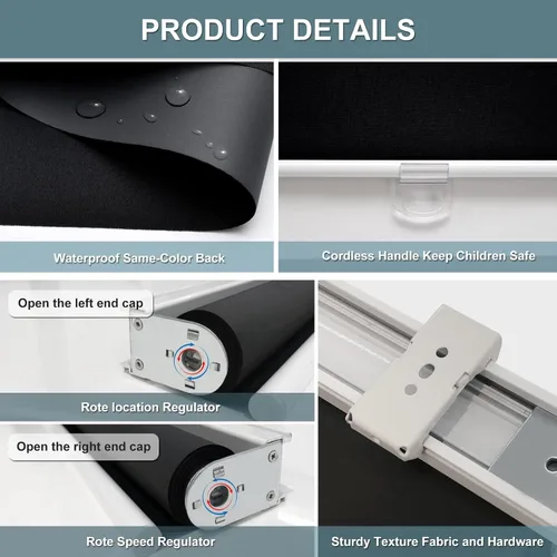 Miniatura 7 de AOSKY Persianas Enrollables Sin Cordón Opacas para Ventanas Oscurecimiento de Habitación Persianas Enrolladas con Sistema de Resorte, Protección UV