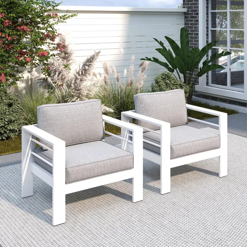 Miniatura 30 de Solaste Aluminum Patio Sofa with Coffee Table,3 PCS Patio Furniture Set with Cushions, All-Weather Outdoor Sofa for Balcony, Deck, Backyard, Porch