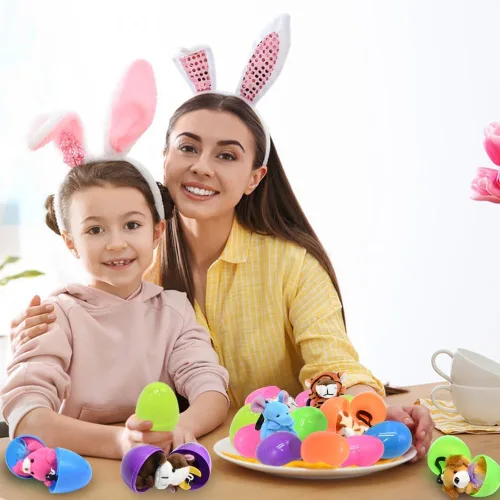 Miniatura 5 de 12 huevos de Pascua con llaveros de felpa de animales, huevos rellenos vacíos para caza de huevos de Pascua, recuerdos de fiesta, recompensas
