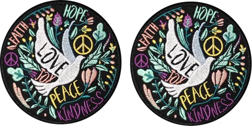 Miniatura 9 de PatchClub Parche colorido Peace Love Patch – Plancha/Coser – Bonito aplique para chaquetas, jeans, ropa, mochilas, bolsas de mano, colcha