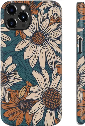 Miniatura 59 de Funda para iPhone 12 Mini, compatible con carga inalámbrica, protección de doble capa con elegante diseño de flores silvestres, silicona suave +