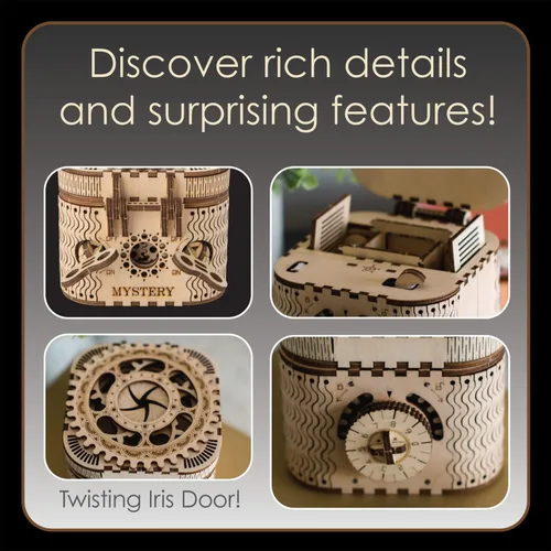 Miniatura 3 de MindWare Gearjits: Treasure Box - Rompecabezas de construcción 3D de madera de 158 piezas para adolescentes y adultos - Modelo de construcción