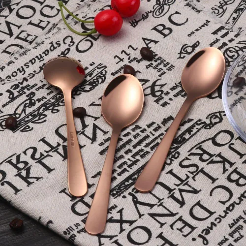 Miniatura 2 de Buyer Star 12 cucharaditas de oro rosa de 5.5 pulgadas, mini cucharas de café de acero inoxidable para azúcar demitasse expreso oro rosa-12 piezas
