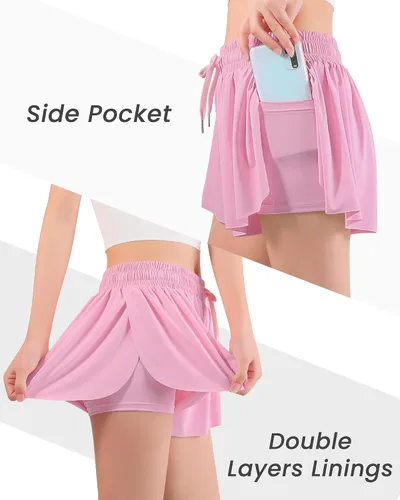 Miniatura 3 de Auranso Pantalones cortos fluidos con bolsillo 2 en 1 para niñas