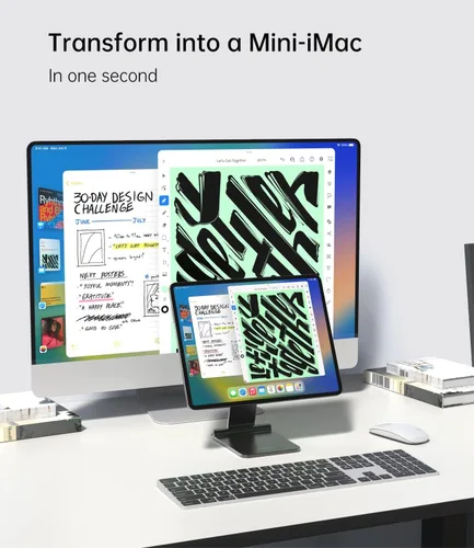Miniatura 3 de KU XIU Soporte magnético plegable solo para iPad Pro 11 M4 (2024), soporte de tableta ajustable de aleación de aluminio de 360°, soporte