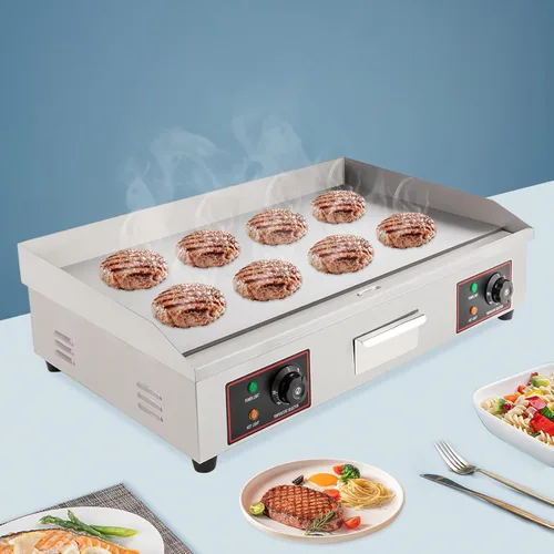 Miniatura 3 de Plancha eléctrica plana superior, 3000 W, 30 pulgadas, plancha eléctrica de acero inoxidable para encimera con tanque de recolección de aceite