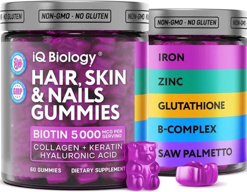 Gomitas de biotina para cabello, piel y uñas, vitaminas para el crecimiento del cabello para mujeres y hombres, suplemento de gomitas para pérdida
