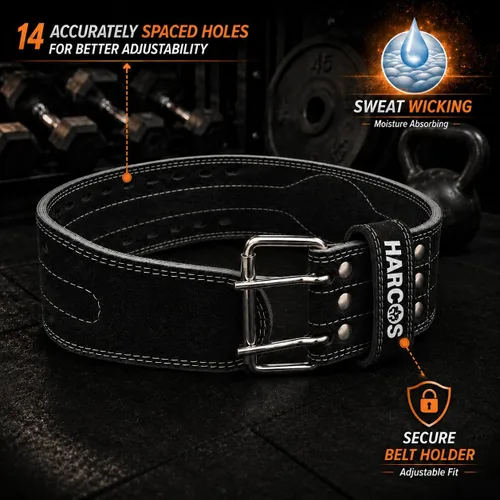Miniatura 4 de Cinturón de cuero genuino irrompible, no desgarrable de 0.315 in, cinturón de gimnasio pesado para hombres y mujeres, cinturón de entrenamiento