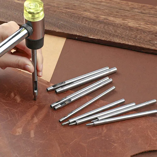 Miniatura 5 de Juego de 18 perforadores de cuero de 0.020 in-0.138 in, 0.197 in-0.512 in para manualidades de cuero, herramientas huecas redondas para correas