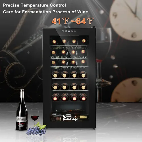 Miniatura 2 de Winado Refrigerador de vino con compresor de 28 botellas con temperatura ajustable, mini refrigerador de vino compacto independiente con control