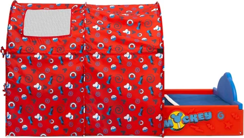 Miniatura 6 de Delta Children - Cama para dormir y jugar para niños pequeños con tienda de campaña, Mickey Mouse de Disney, Azul/Rojo