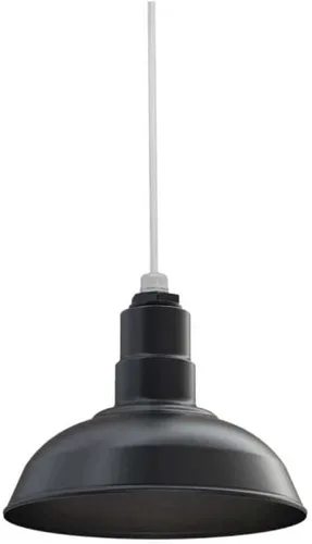Miniatura 114 de Steel Lighting Co. El Segundo - Lámpara de granero Colgante montado en el techo Domo de 12 pulgadas Vástago de 12 pulgadas Luz de acero