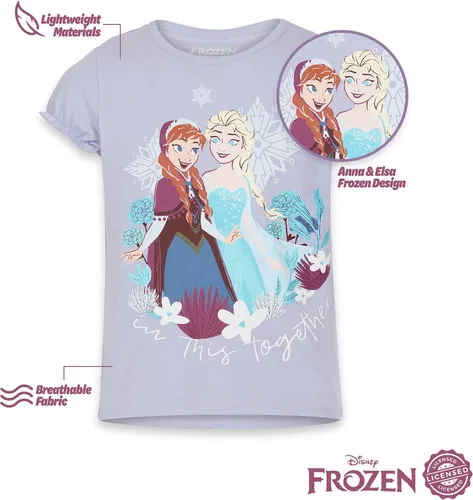 Miniatura 4 de DISNEY Camisetas de princesa para niñas, Ariel, Cenicienta, Bella, Jasmin, Elsa, Anna, paquete de 4 camisetas gráficas de manga corta (tamaño 3T-7)