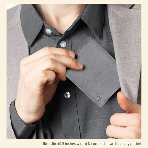 Miniatura 70 de Carteras RFID delgadas para hombres - Cartera de bolsillo frontal de piel genuina