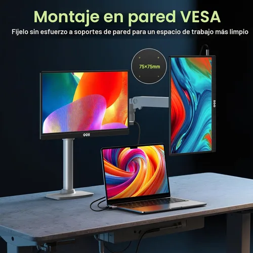 Miniatura 9 de QQH Monitor portátil 4K, 15.6" IPS 3840x2160 UHD USB-C HDMI monitor portátil de viaje para portátil, monitor de juegos ultradelgado de aleación