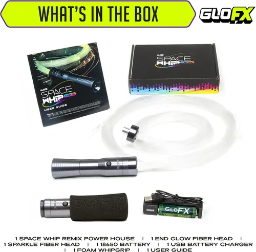 Miniatura 7 de GloFX Space Whip Remix Fibra óptica LED programable giratoria de 360° Accesorio rave para fiestas, espectáculos de luz, festivales de música
