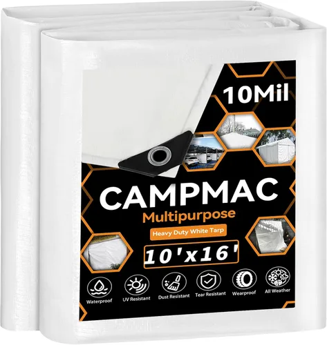 Miniatura 27 de Lonas negras resistentes e impermeables de 4x6, 12 mil de grosor, alta durabilidad, resistentes a rasgaduras y roturas con ojales de metal cada 20