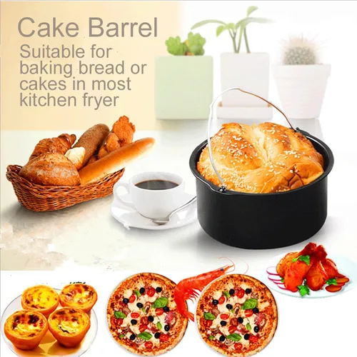 Miniatura 2 de BORDSTRACT Accesorios de barril para freidora de aire, sartén para cupcakes de 6 pulgadas, 7 pulgadas, 8 pulgadas, herramienta para hornear pasteles