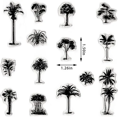 Miniatura 2 de Sellos y troqueles de árbol para hacer tarjetas, sellos transparentes para árboles de coco, troqueles de corte de plantas para hacer tarjetas Árbol