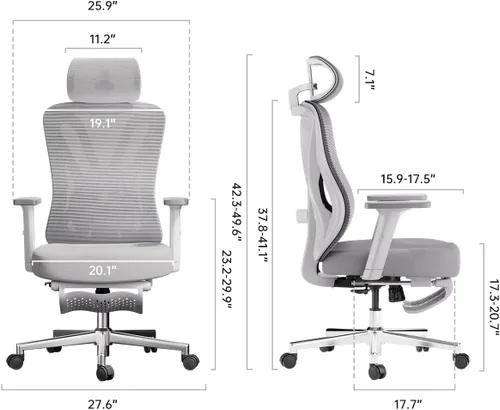 Miniatura 2 de Hbada P5 Silla de oficina ergonómica, silla de escritorio con soporte lumbar y altura ajustables, silla de computadora cómoda de malla