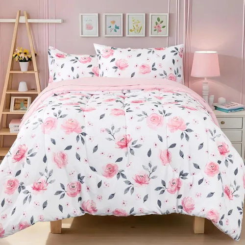 Miniatura 10 de PHF Juego de ropa de cama infantil de 4 piezas, ultra suave, incluye edredón, sábana bajera, sábana encimera y funda de almohada para niños y niñas